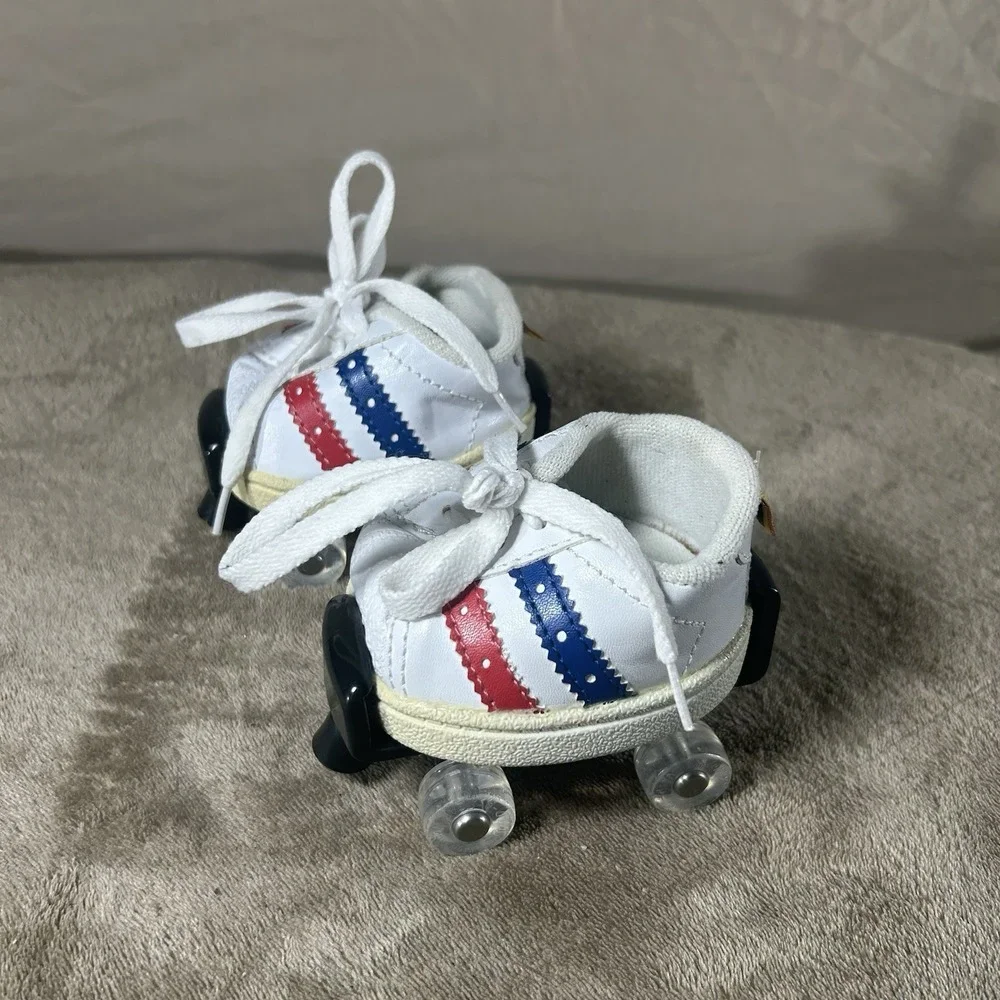 Lot of 2 Build-A-Bear Workshop Roller Skates Y2K White Red Blue Striped 2009